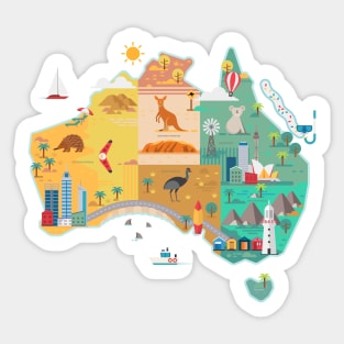 Cartoon Map of Australia Sticker